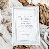 デコモダンホワイトと埃っぽいブルーリハーサルディナー 招待状