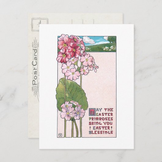 デコモデネスタイルイースタープリムローズ ポストカード (正面/裏面)
