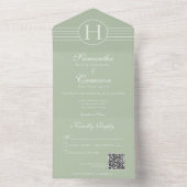 デコモノグラムモダンセージ緑QRコード オールインワン招待状 (内側)