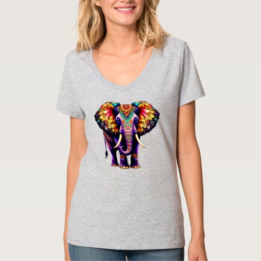 デコラティブなキャラクター象 Tシャツ (正面)