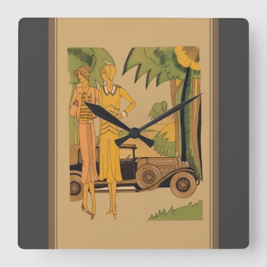 デコレディースアンドカー スクエア壁時計 (正面)