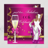 デコレディーピンク金ゴールドあまりにも素晴らしい誕生日 招待状 (正面/裏面)