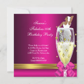 デコレディーピンク金ゴールドあまりにも素晴らしい誕生日 招待状 (裏面)