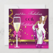 デコレディーピンク金ゴールドあまりにも素晴らしい誕生日 招待状 (正面)