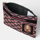 デコレディーブラックとピンクと花 アクセサリーポーチ (見開き)