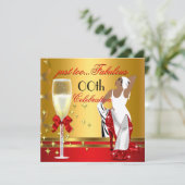 デコレディーレッド金ゴールドあまりにも素晴らしい誕生日パーティー 招待状 (スタンド正面)