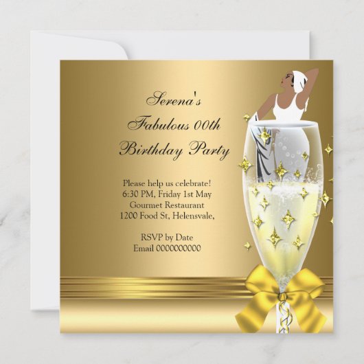 デコレディ金ゴールドトゥーファブラス誕生日 招待状 (裏面)