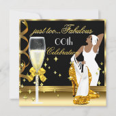 デコレディ金ゴールドブラックトゥーファブラス誕生日 招待状 (正面)