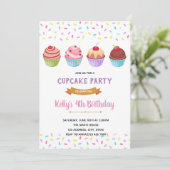 デコレーションカップケーキパーティーの招待状 招待状 (スタンド正面)