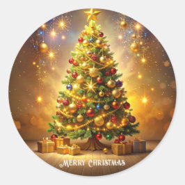 デコレーションクリスマスツリーステッカー ラウンドシール