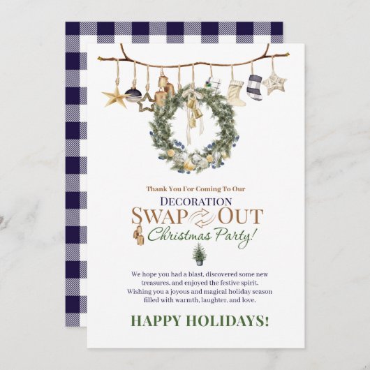 デコレーションスワップアウトありがとうクリスマスカード シーズンカード (正面/裏面)