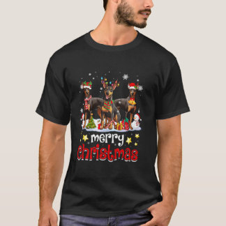 デコレーション付きドーバーマンクリスマスクリスマスロングスレー Tシャツ