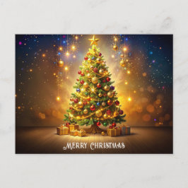 デコレーション済みクリスマスツリー ポストカード