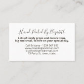 デコレーション·パーティー·プ結婚ロップ·イベント·ヒア 名刺 (裏面)