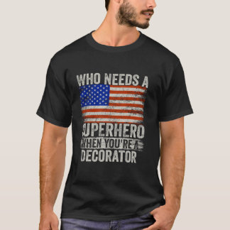 デコレータおもしろいースーパーヒーローヴィンテージティー男性へパパ Tシャツ