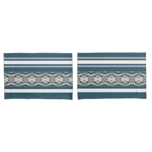 デコレータスタイルイン青とグレー 枕カバー (フロントセット)