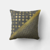 デコレータ金ゴールドトーンとグレー点々のあるアクセント枕 クッション (裏面)