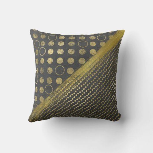 デコレータ金ゴールドトーンとグレー点々のあるアクセント枕 クッション (裏面)