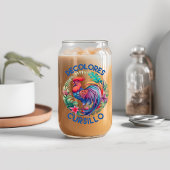 デコロレスカーシロカラフルフローラルースター ガラス缶