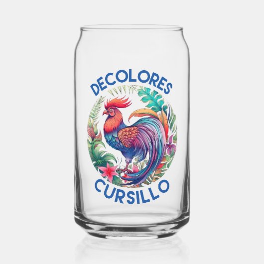 デコロレスカーシロカラフルフローラルースター ガラス缶 (正面)