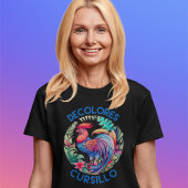 デコロレスカーシロカラフルフローラルースター Tシャツ