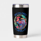 デコロレスカーシロフローラルースター名前をカスタムする 保温保冷タンブラー (正面)