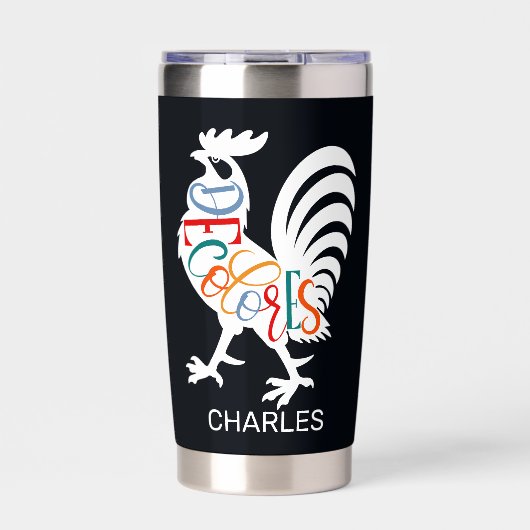 デコロレスカーシロロースターホワイトシルエット 保温保冷タンブラー (正面)