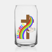 デコロレスカーシロ虹と十字架と平和の道 ガラス缶 (正面)