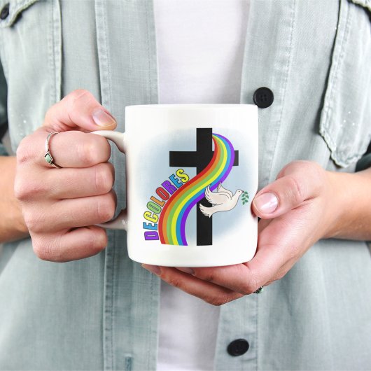 デコロレスカーシロ虹と十字架と平和の道 コーヒーマグカップ