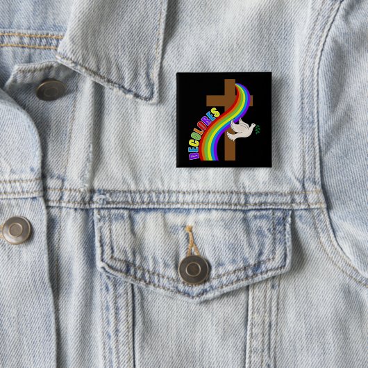 デコロレスカーシロ虹と十字架と平和の道 缶バッジ (インサイチュ)