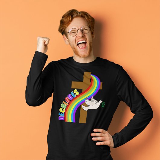 デコロレスカーシロ虹と十字架と平和の道 Tシャツ