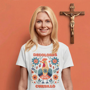 デコロレス・クルシロ・ロスター・フローラル・フォークアート・オレンジ Tシャツ