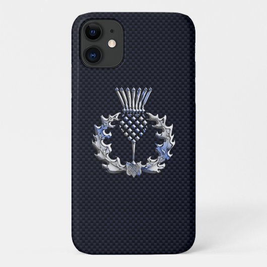 デコールのような炭素繊維上のスコットランドのアザミ Case-Mate iPhoneケース (裏面)