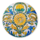 デコールイントリンクレットゴールデンイエローフローラ装飾品 セラミックノブ (正面)