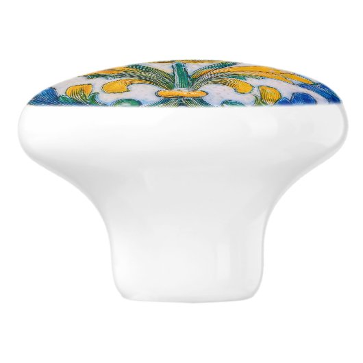 デコールイントリンクレットゴールデンイエローフローラ装飾品 セラミックノブ (側面)