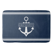 デコー航海のボートいかりネイビーホワイトパーソナライズされた バスマット (正面)