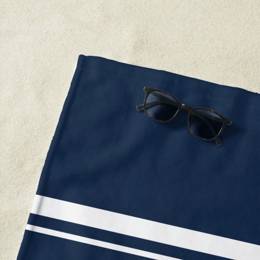 デコー航海のボートいかりネイビーホワイトパーソナライズされた ビーチタオル (インサイチュ)