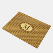 デコ中国のホタテ、マスタード金ゴールドとモノグラム ドアマット (アングル)