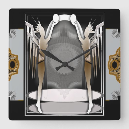 デコ天使 スクエア壁時計 (正面)