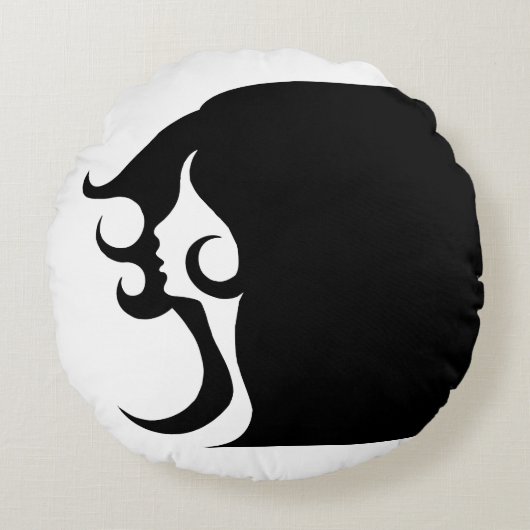 デコ女モダン人丸い枕 ラウンドクッション (正面)