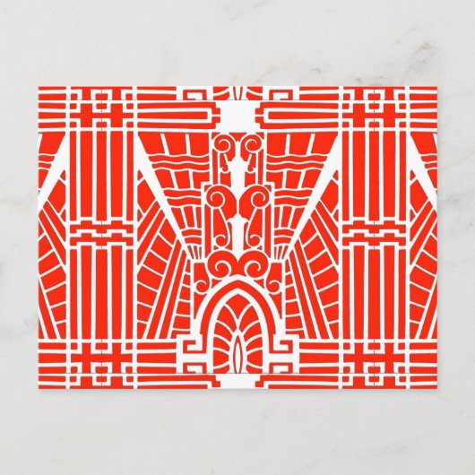 デコ建築パターン、マンダリンオレンジ ポストカード (正面)