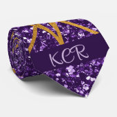 デコ王室のパープルグリッター金ゴールド幾何学模様 ネクタイ (ロール)