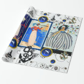 デコ航海の美しいファッションブルージェムモノグラム ラッピングペーパー (アンロールド)