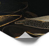 デコ金ゴールド&グレーフローラルパターン ポスター (角)