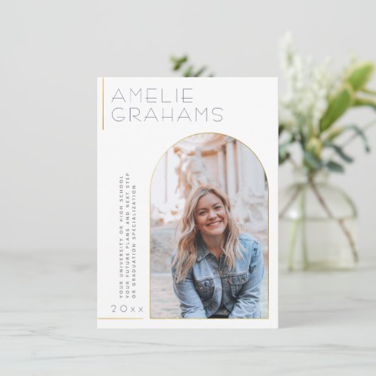 デコ |エレガント金ゴールドアーチ卒業発表 招待状 (スタンド正面)