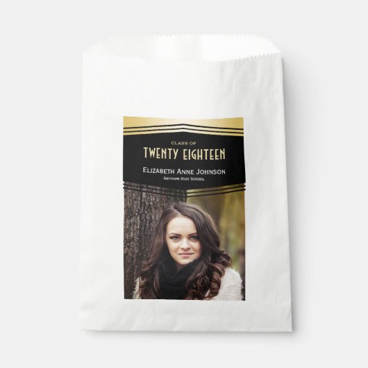 デコ・シェブロン | 2写真卒業パーティー フェイバーバッグ (正面)