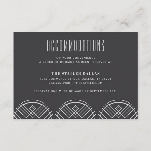 デコ スカロップ 結婚式 宿泊案内カード - グレー エンクロージャーカード (正面)