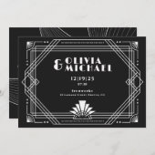 デコ ブラック＆ホワイトの招待状 招待状 (正面/裏面)