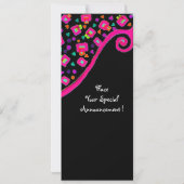 デコ モノグラム バースデー パーティー, フューシャ ブラック シルバー 招待状 (裏面)