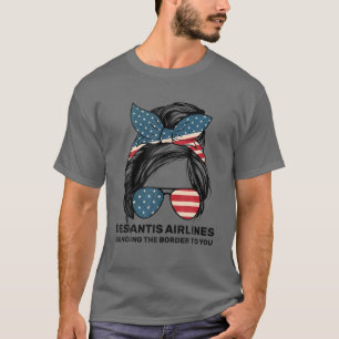 デサンティスエアラインMessy Bun American国旗 Tシャツ